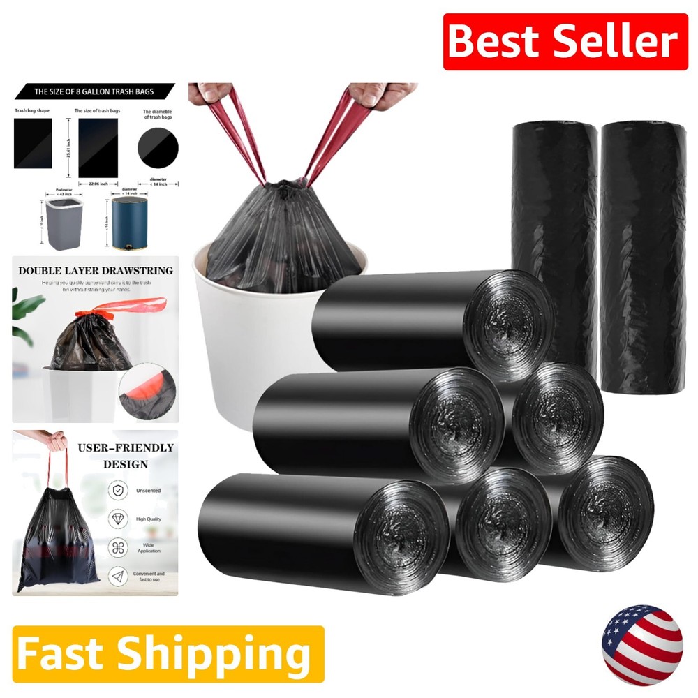 120 Count 8 Gallon Trash Bags - Thick Garbage Bags for Office Kitchen Home
