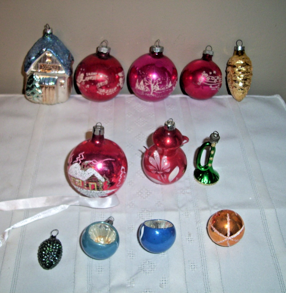 Lot of Assorted Vintage Christmas Ornaments / Bulbs Shiny Brite Poland Unmarked