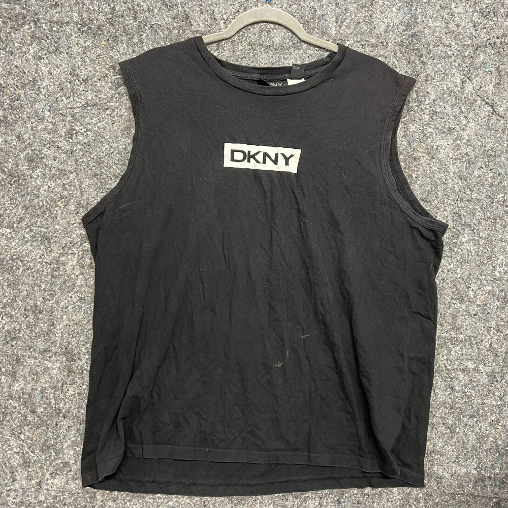 DKNY Tank Top Men Black XXL Sleeveless Dark Academia Basic Streetwear