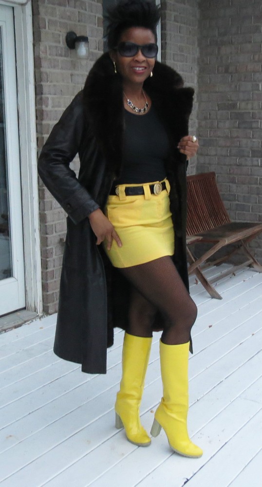 Designer Brown Leather Mink Fur Lined Coat Jacket Stroller XS-S0-6-image