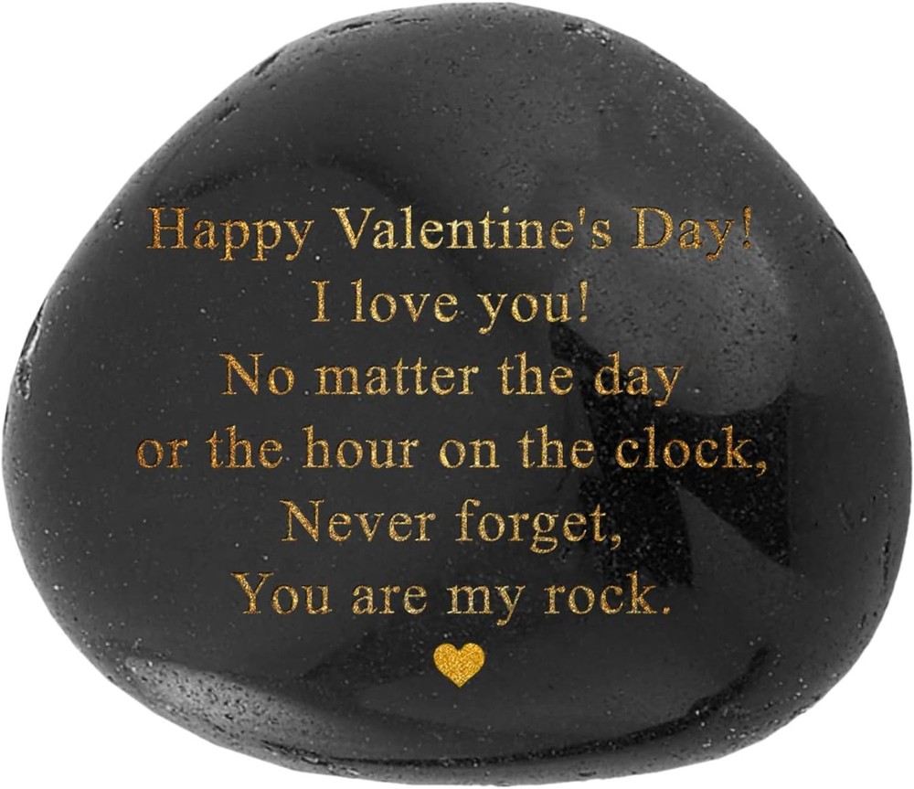 Black Polished You Are My Rock Engraved Valentine's Day Gift-image