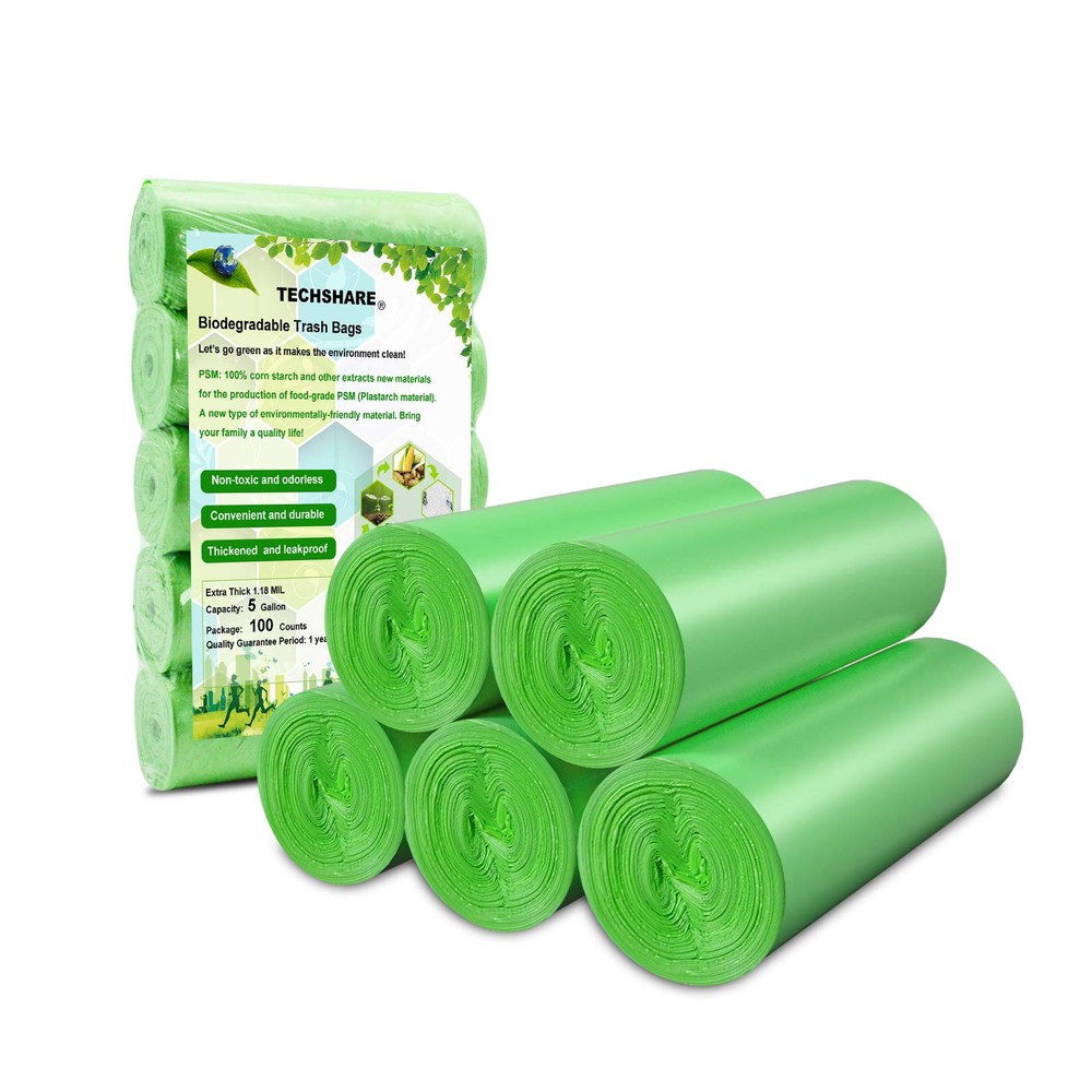 Biodegradable Trash Bags 4-6 Gallon, 100 Counts, Extra Thick Small Trash Bag ...