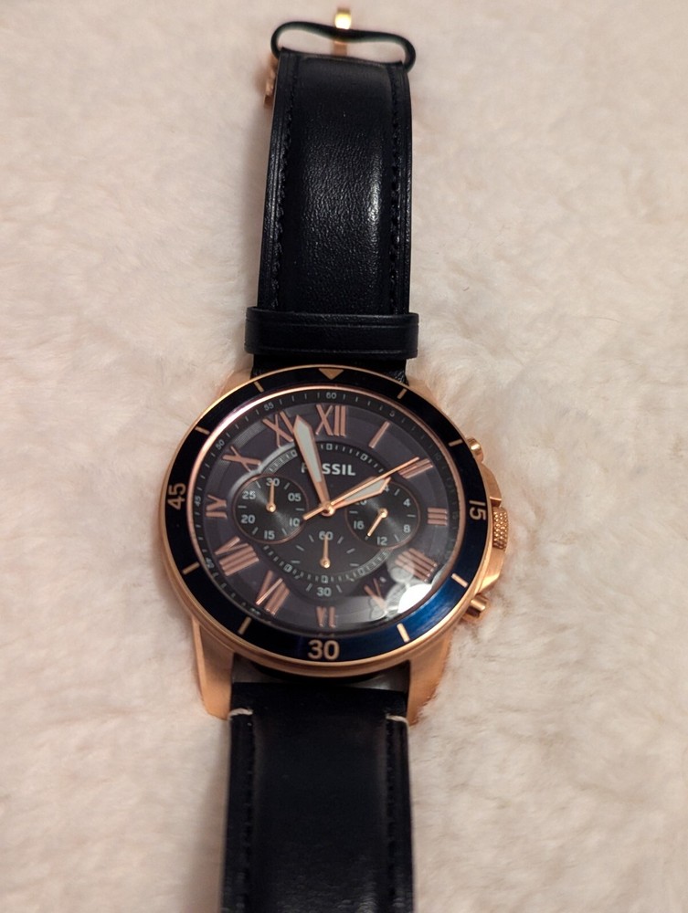 Fossil FS5237 Blue Leather Strap Quartz Analog Mens Watch