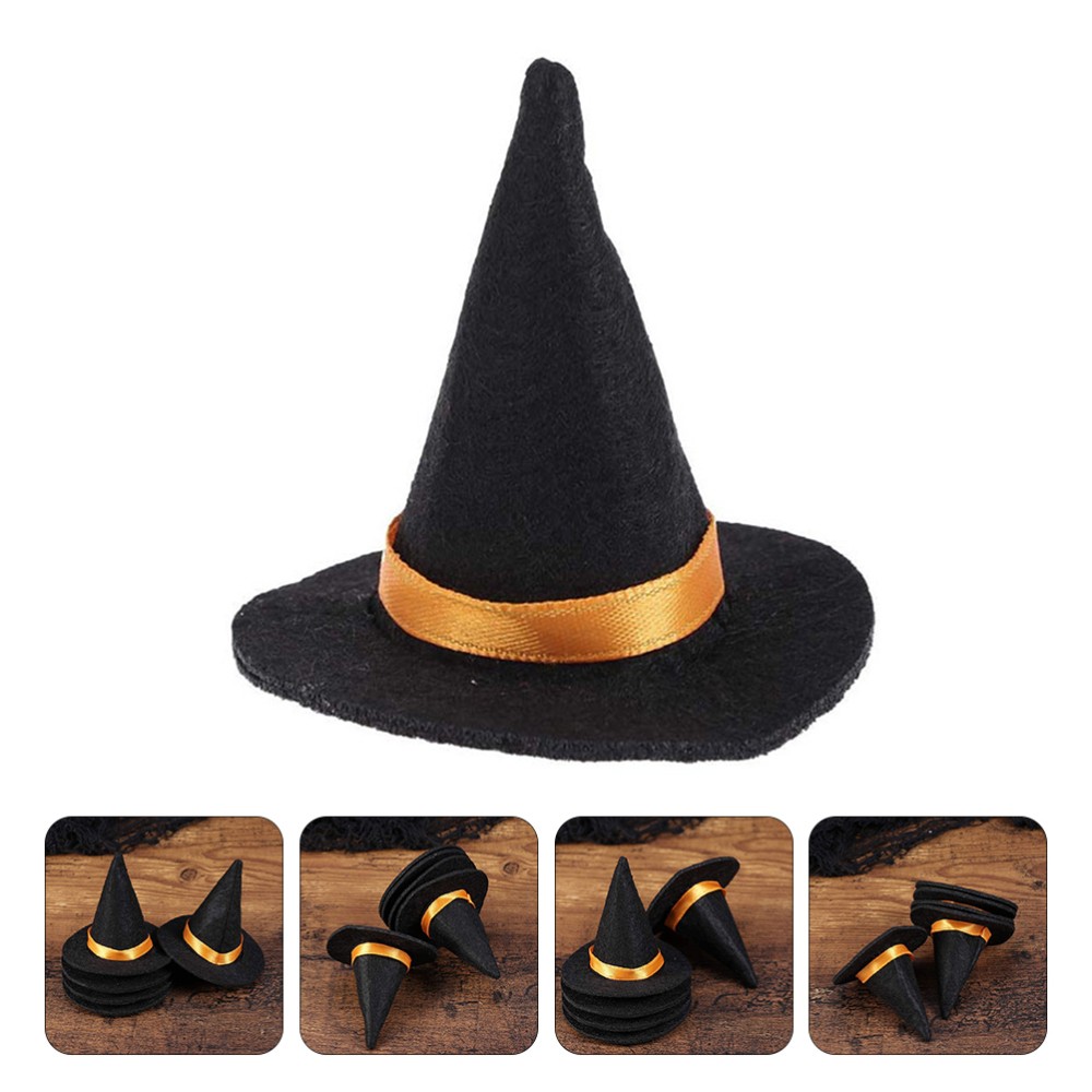 10Pcs Mini Witch Hats for DIY Crafts Hair Accessories Halloween Wine Decor