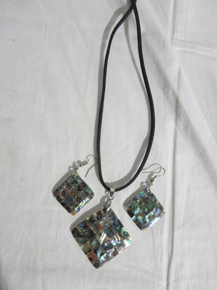 Abalone Shell Necklace and Peirced Earrings