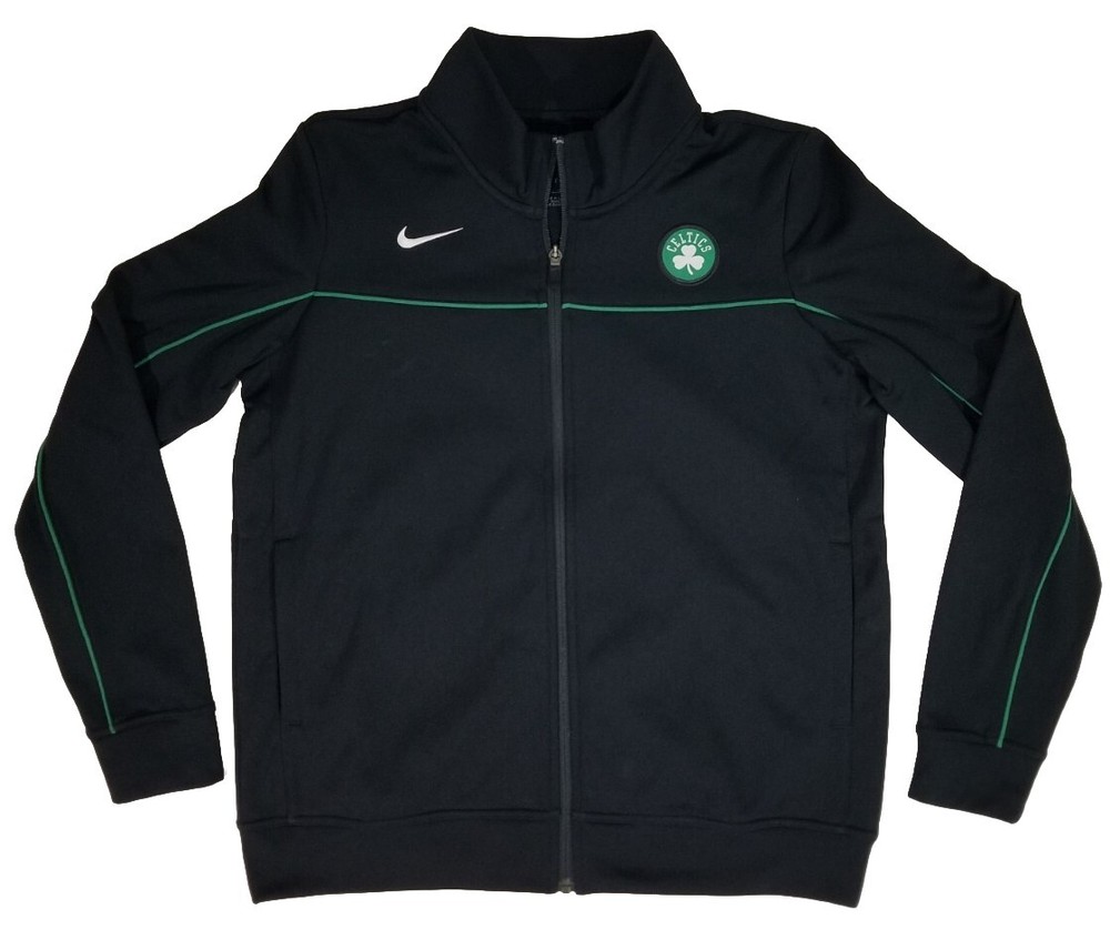 Nike Dri-Fit BOSTON CELTICS Full Zip Black Track Warm Up Jacket Youth Size L NBA