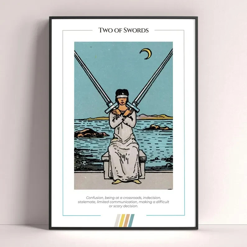 Two Swords Tarot Card Art Print Digital Download