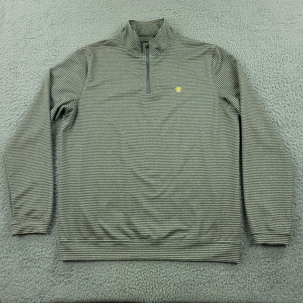 Simply Southern Pullover Mens Medium Gray Striped Quarter Zip Turtle Logo Casual