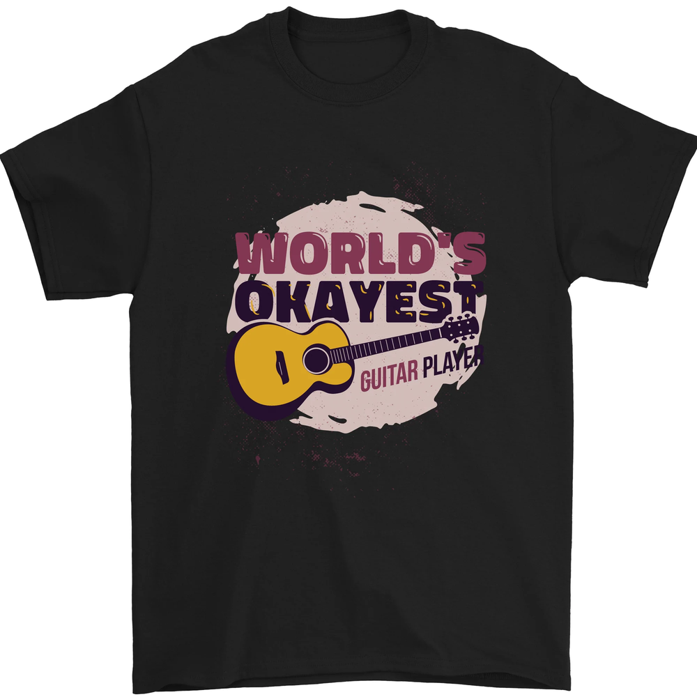 Worlds Okayest Guitar Player Funny Mens T-Shirt 100% Cotton