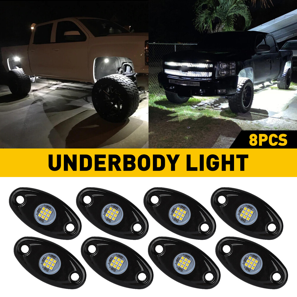 8 Pods LED Rock trailer tow boat Lights Kit Offroad Truck Underbody Neon Music