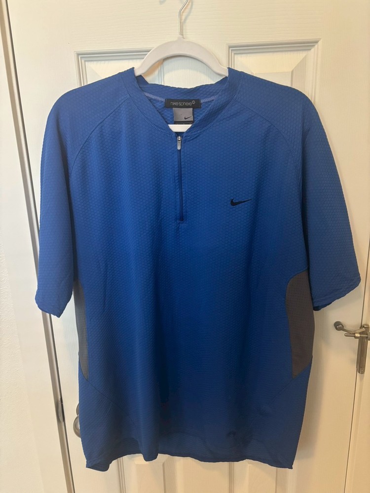 Vintage Grey Tag Nike Sphere Dry Blue Quarter Zip Shirt Size L