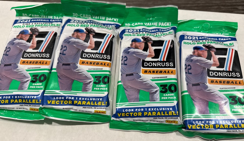 15 X 2021 Donruss Baseball 30-Card CELLO FAT PACK Factory Sealed 15 Packs TOTAL!