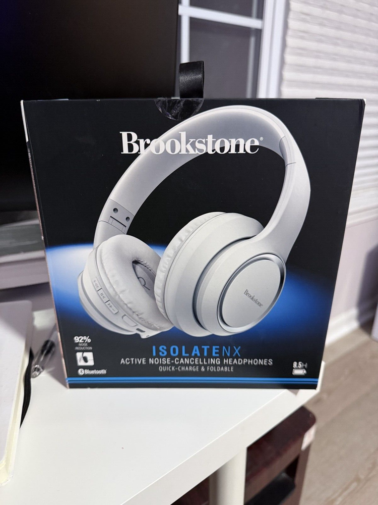 Brookstone ISOLATENX Active Noise-Cancelling Bluetooth Headphones Open box White