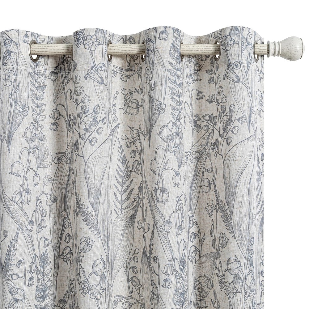 Floral French Country Curtains 84 Inch Light Grey Living Room Window Panels