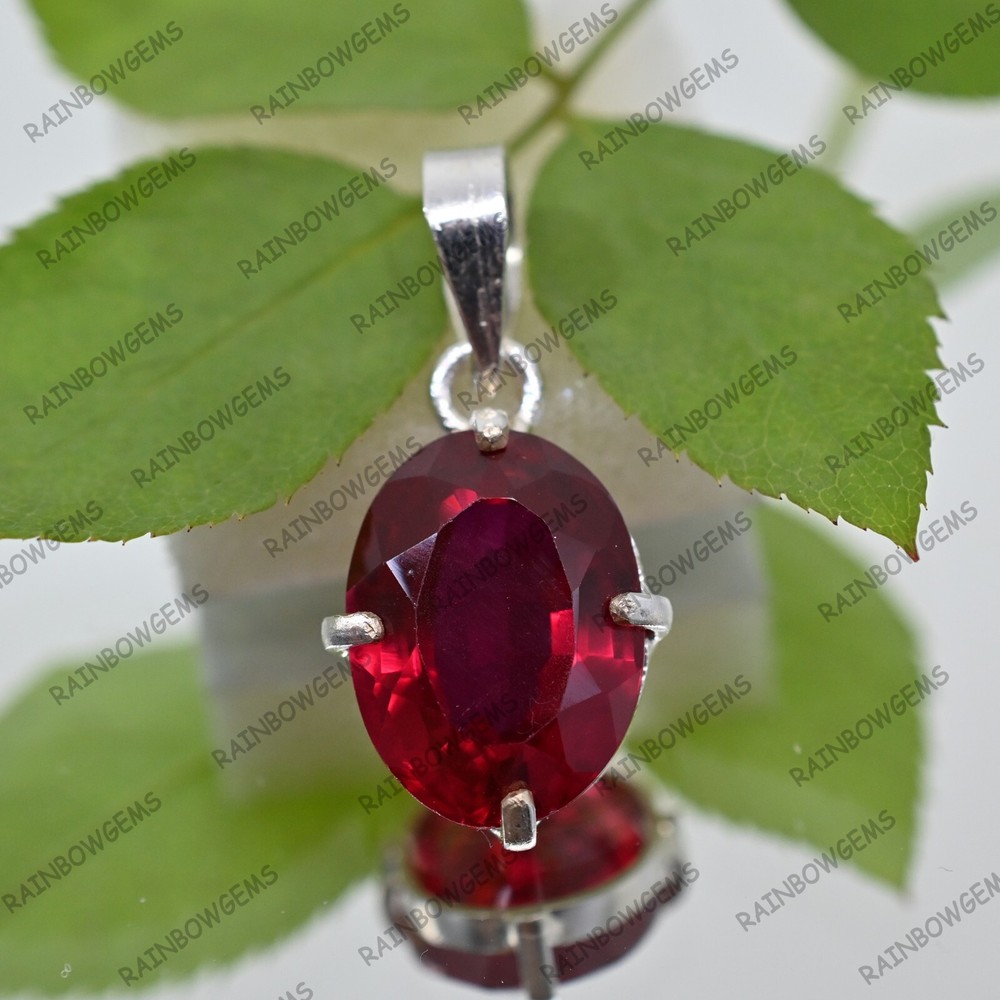 19.80ct Natural Red Ruby Gemstone in 925 Silver Oval Pendant