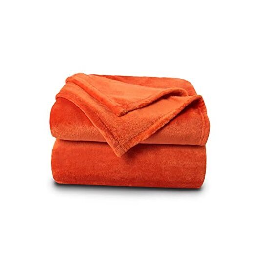 Fleece Blankets Super Soft Flannel Size Blanket for Bed Luxury Queen Orange