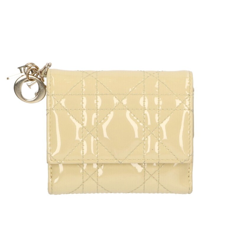 Dior Lotus Patent Leather Wallet with Cannage Stitch Charm 172248
