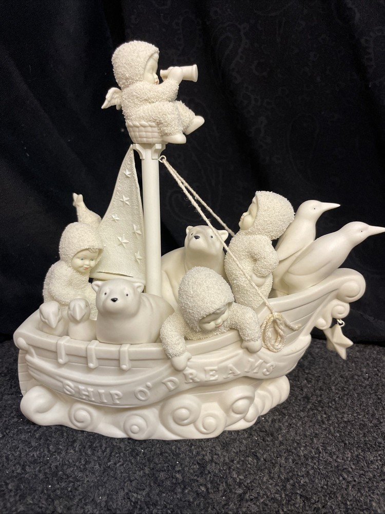 Dept 56 Snowbabies Ship O Dreams 55344 Retired Vintage Nautical Figurine EUC-image