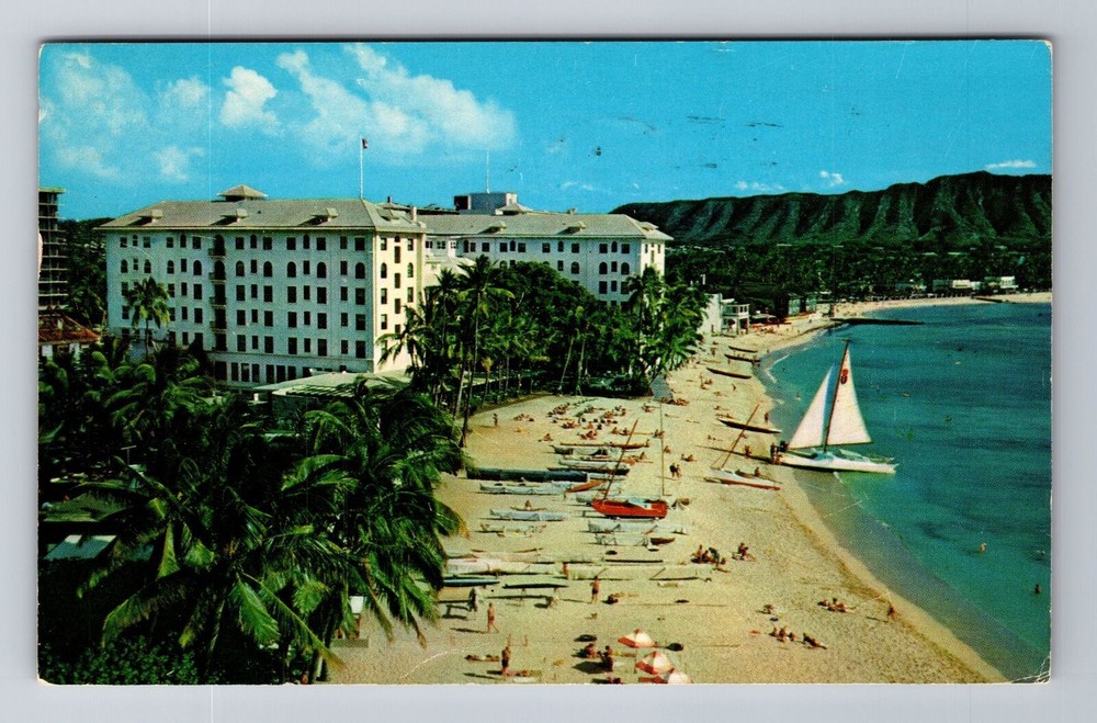 Vintage Moana Hotel Beach Waikiki Hawaii Advertising Antique Postcard