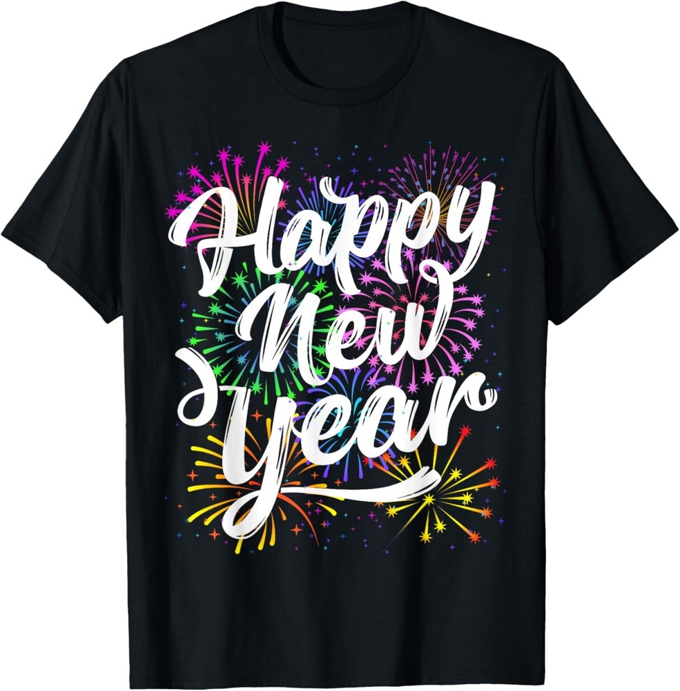 NEW Happy New Year Party Supplies 2025 Family Matching Fireworks T-Shirt S-3XL