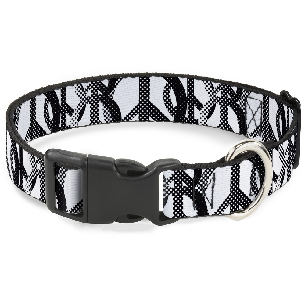 Plastic Clip Collar Peace Dots White/Black WIDE-Large 20-31