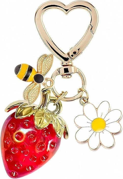 Cute Cherry Strawberry Bag Charms Keychain Purse Accessories Charm for Women Han