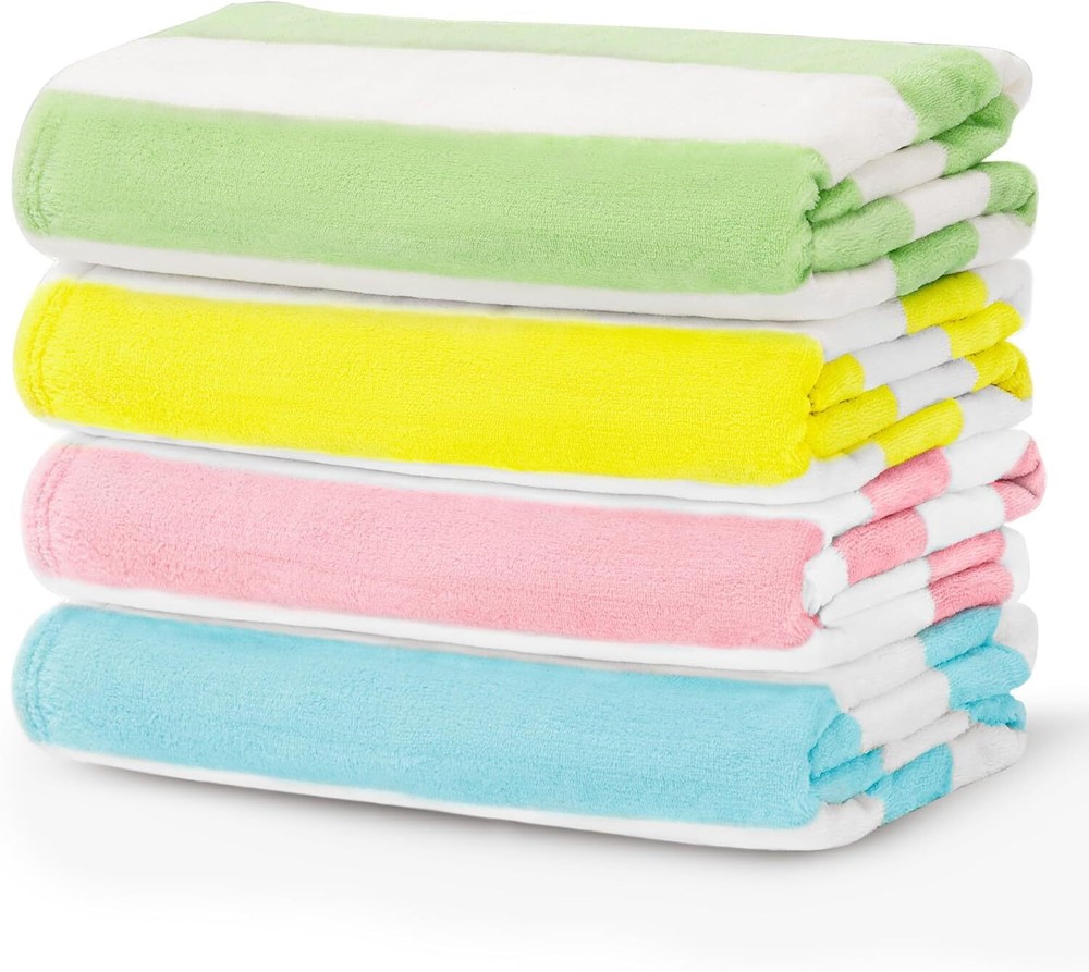 4-Pack Oversized 30x60 Inch Microfiber Beach & Pool Towels in 4 Colors