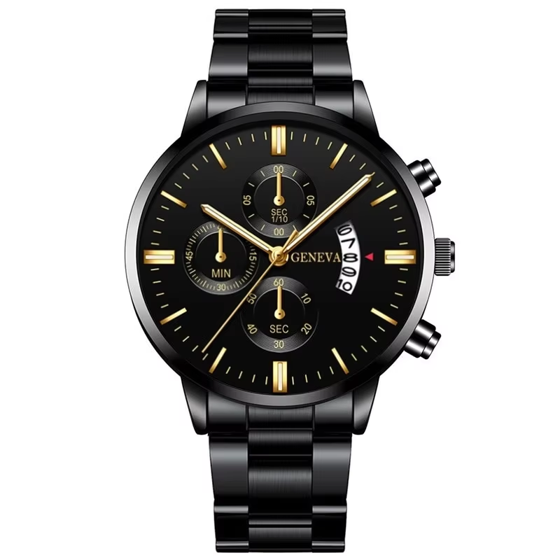 Men's Luxury Stainless Steel Quartz Watch with Luminous Calendar Display