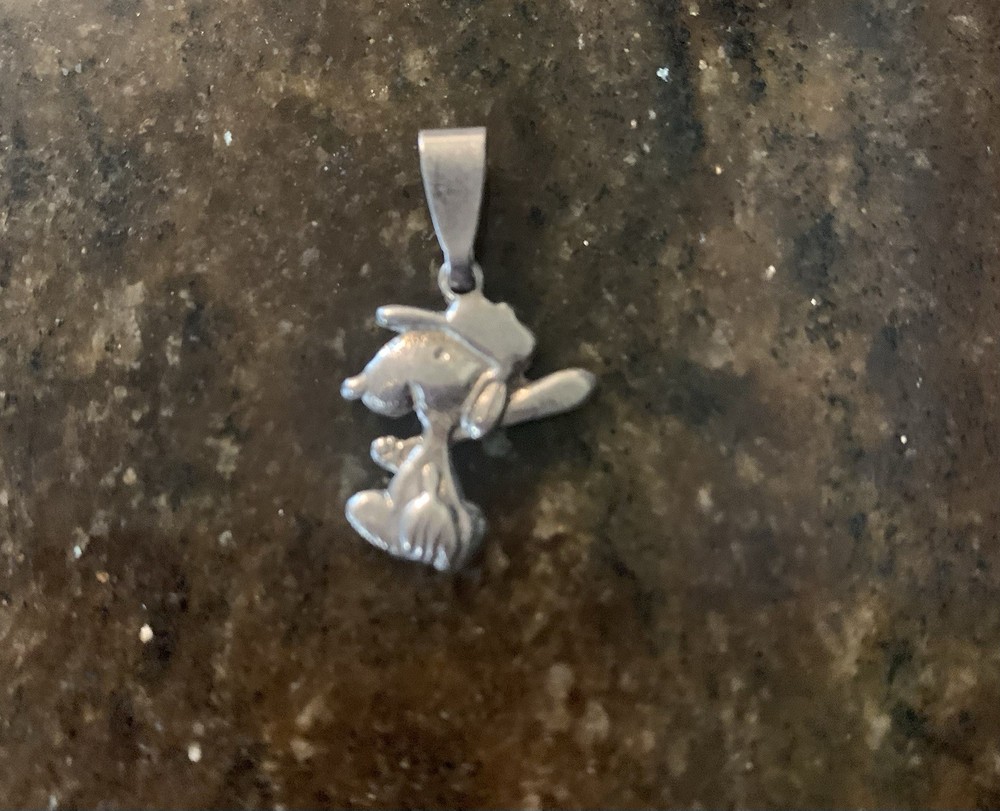 Vintage 925 Sterling Silver Snoopy Pendant in Playful Pose