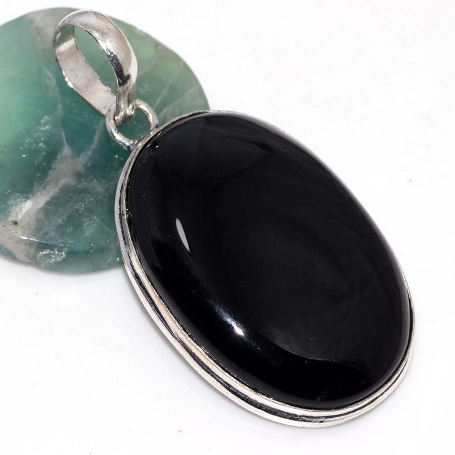 Black Onyx 925 Silver Plated Gemstone Pendant 2
