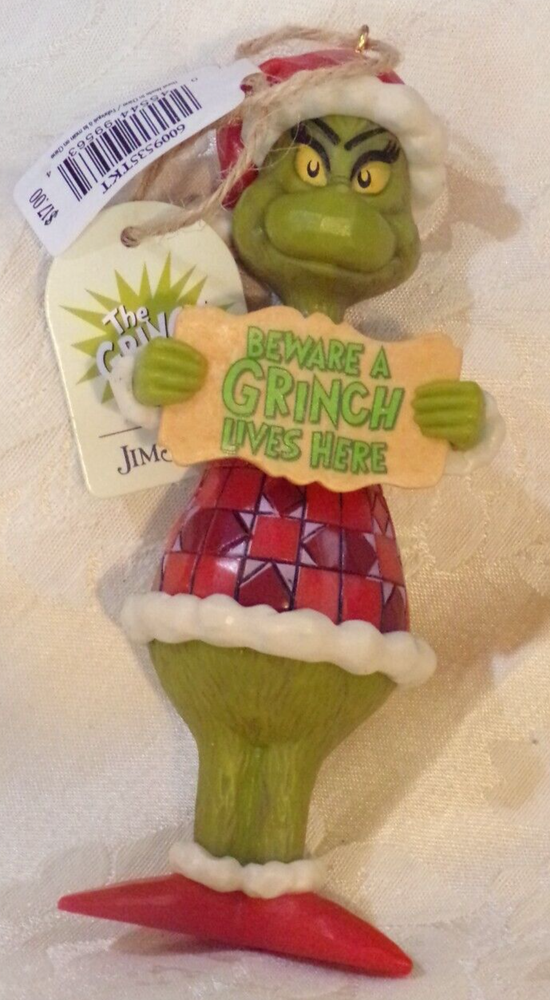 Jim Shore Grinch Beware A Grinch Lives Here Christmas Ornament 5 Inch