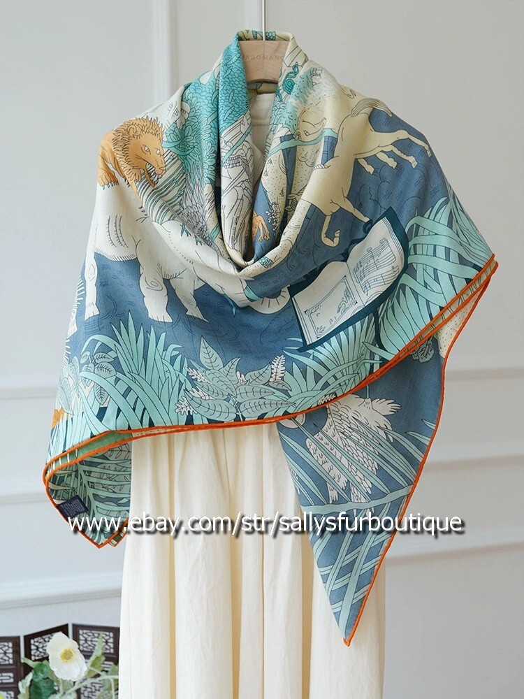 70% Cashmere 30% Silk Animal Print Reversible Shawl by Sallys Boutique 53 Inch Wrap Scarf