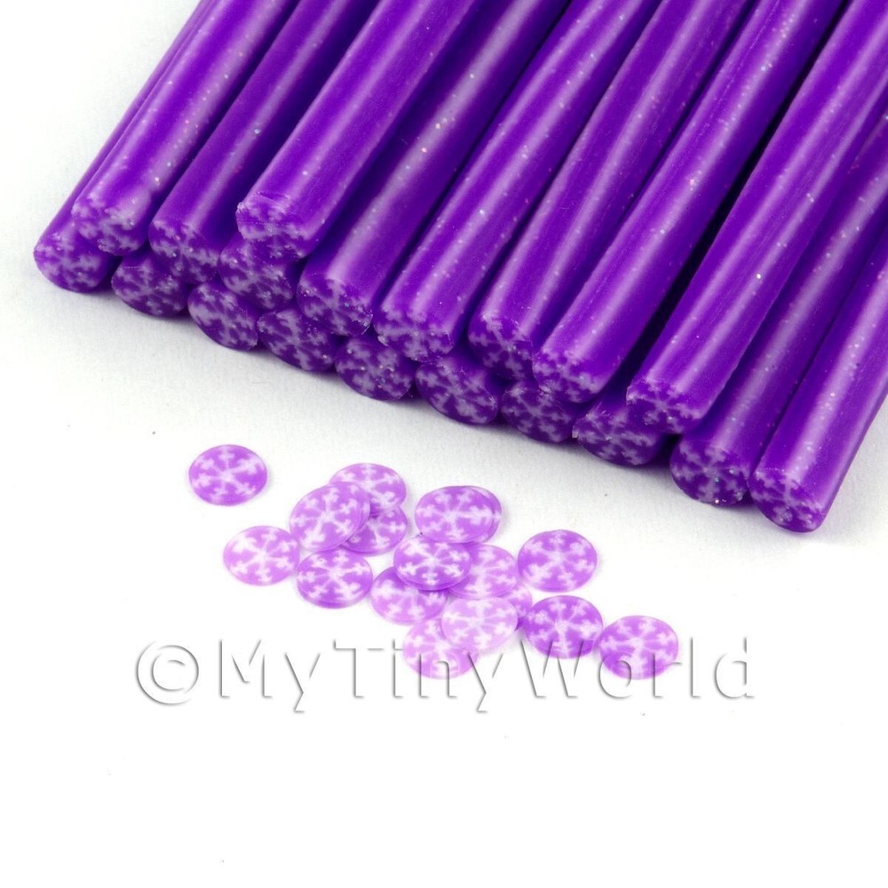 2 Handmade Purple Christmas Snowflake Nail Art Canes for Festive Designs