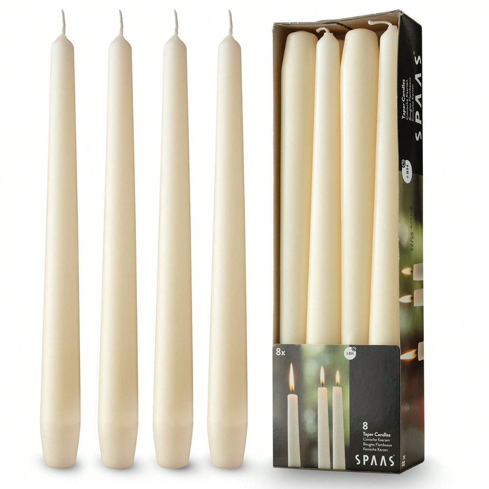 8-Pack 10-Inch Taper Candles in White Red Ivory 8-Hour Burn for Weddings Home Decor  
