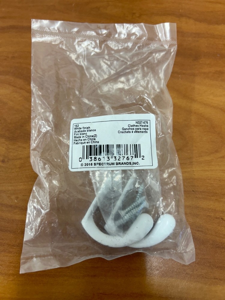 National Mfg. N327676 White Single Clothes Hook