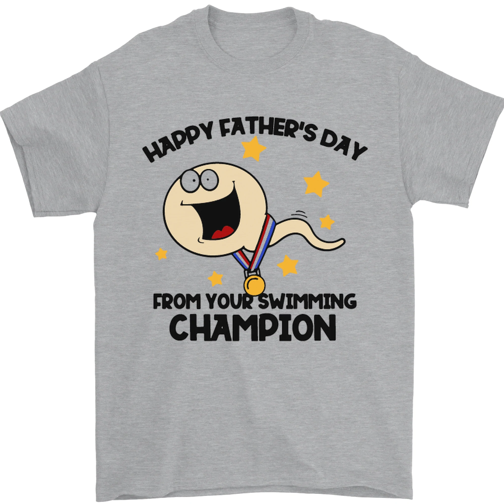 Swimming Champion Funny Fathers Day Dad Mens T-Shirt 100% Cotton