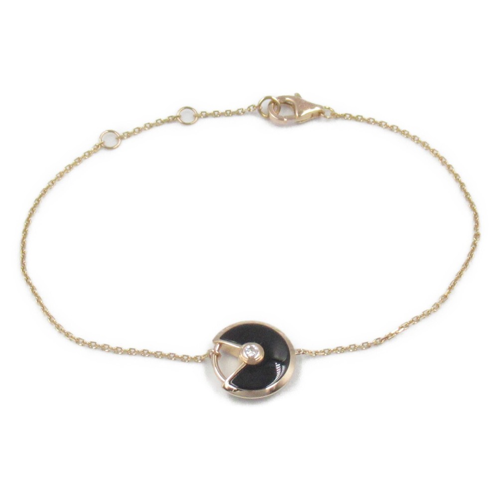 Cartier Amulet Bracelet 18K Rose Gold Black Onyx Diamond Women Pre-Owned