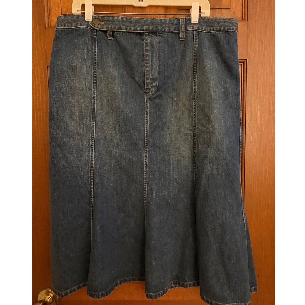 Ralph Lauren Denim Skirt Womens Size 16 Pleated Mid-Length Western 90s Y2K