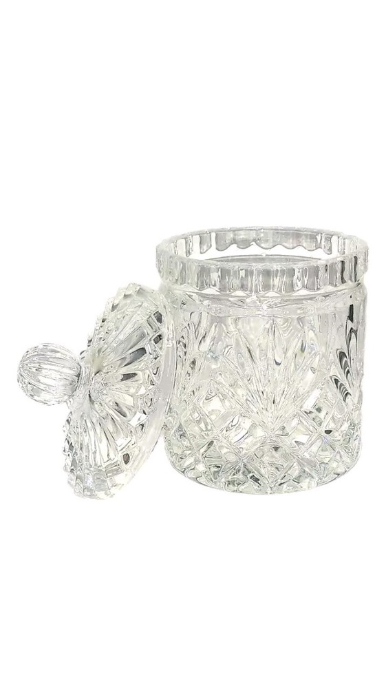 Vintage Zajecar Crystal Candy Dish or Trinket Jar with Lid