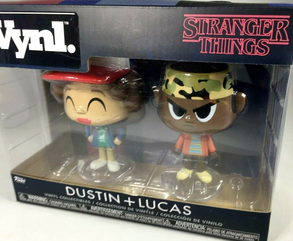 STRANGER THINGS DUSTIN + LUCAS COLLECTIBLE VINYL FIGURES SET 2 OF NEW FUNKO VYNL