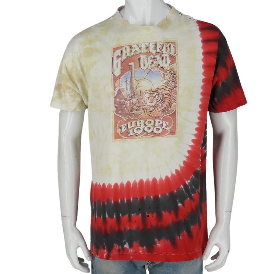 Vintage Grateful Dead 1990 Europe Tour Tie Dye Rick Griffin Band T-Shirt