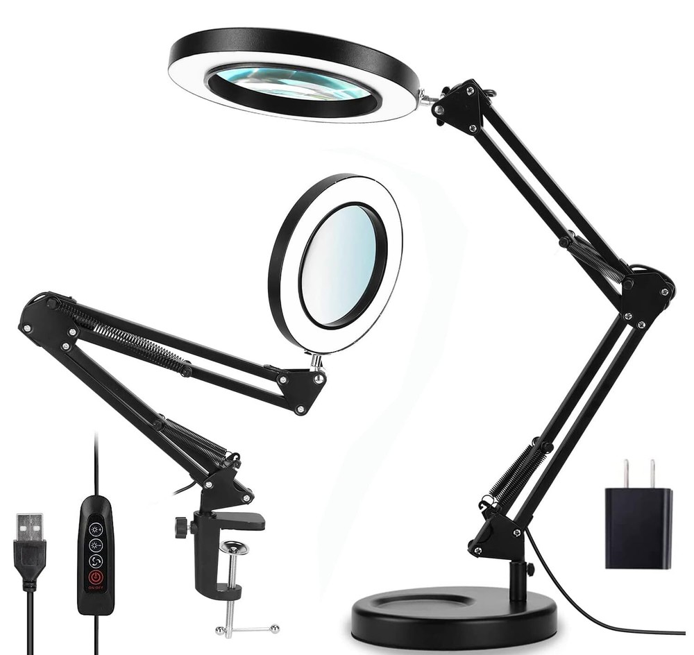 Magnifying Glass with Light and Stand, 10X Magnifying Lamp, 2-in-1 Desk Lamp ...