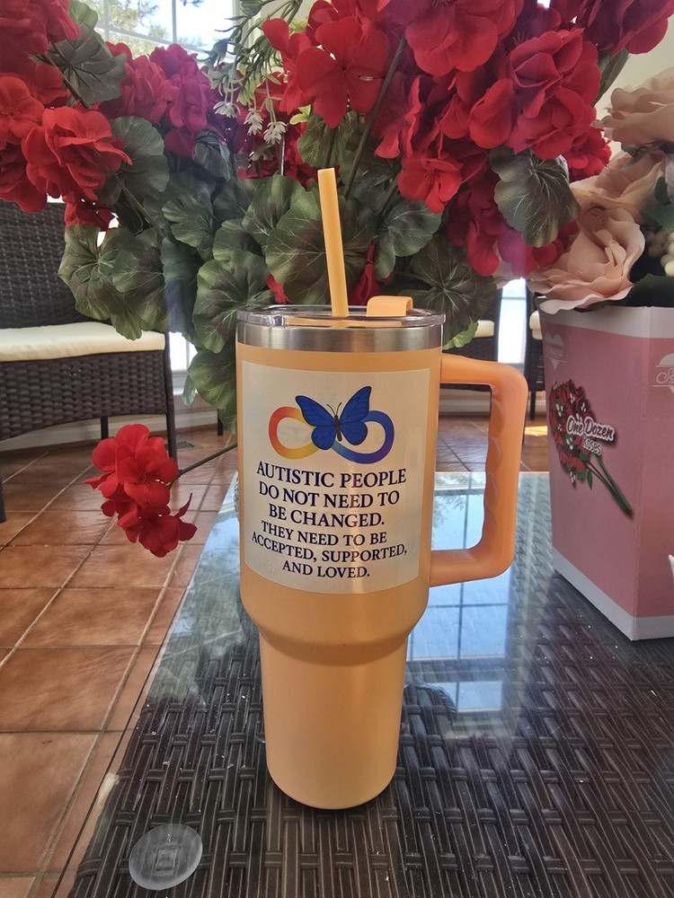 Autism  Tumbler 40oz Thermal  Lid w/ Straw