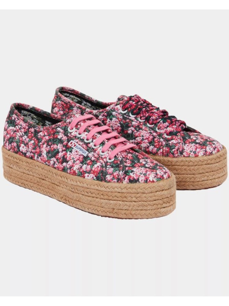 SUPERGA Womens Pink Flatform Edition Mary Katrantzou Almond Espadrille Shoes 9.5