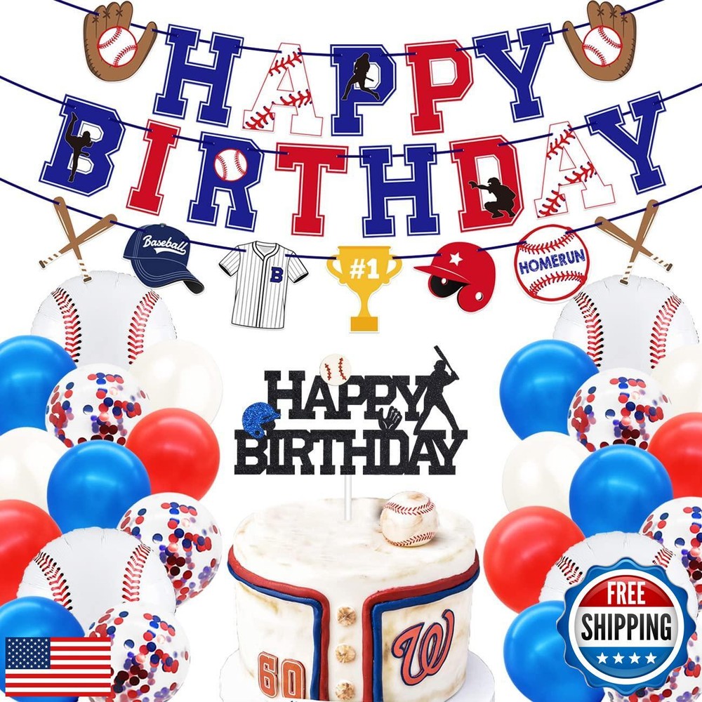 Baseball Birthday Party Decorations Supplies for Boys - Baseball Theme Happy