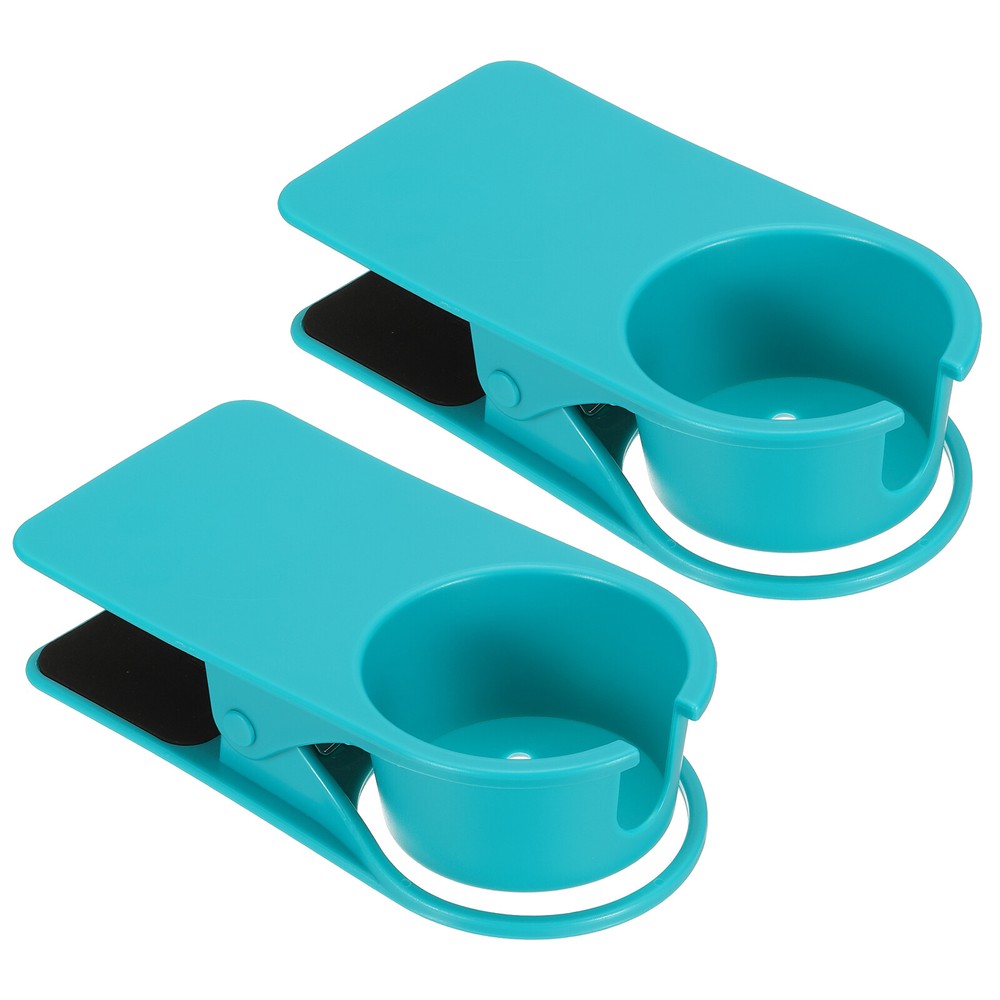 Clamp on Table Bottle Clip Holder with Side Open for Desk Chairs, Blue, 2 Pcs