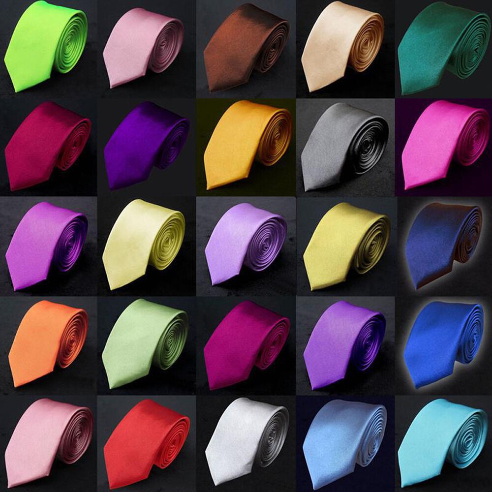 Men's Solid Silk Tie in Red Green Purple for Wedding & Business