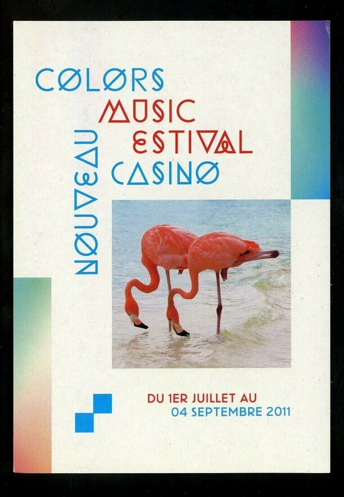 Animal postcard Bird flamingo Color Music Festival advertising chrome