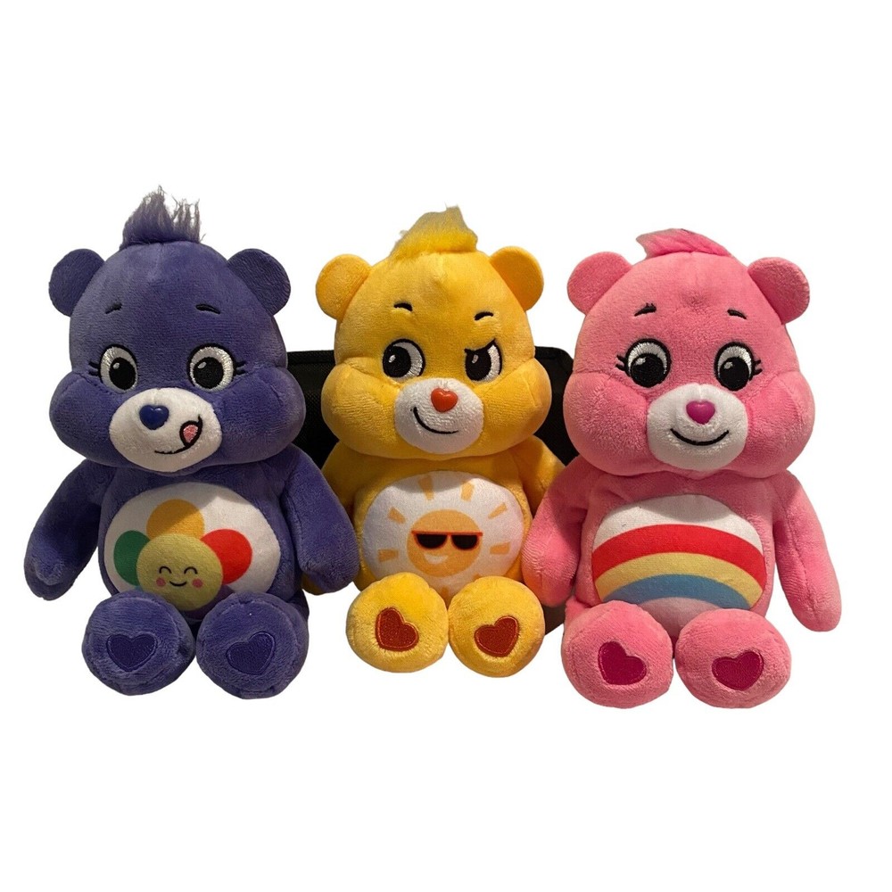 Set Of 3 Carebear Plush Stuffies 10” Cheer Bear Sunshine Bear & Harmony EUC!