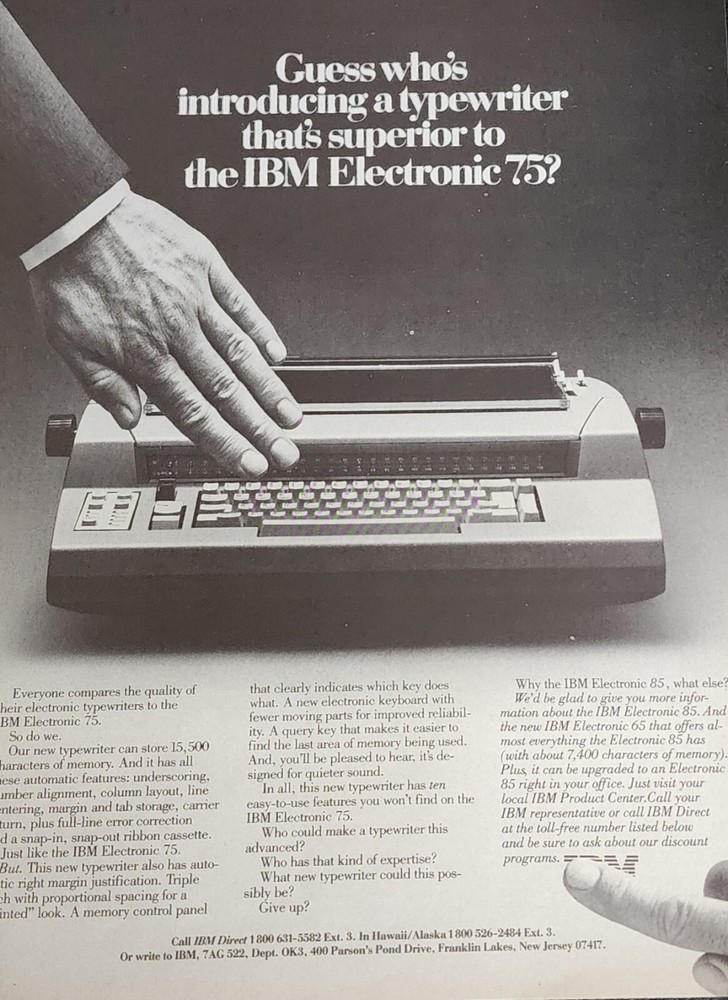 IBM Typewriter Magazine Ad Guess Who 1983 Print Advertisement Display Wall Art